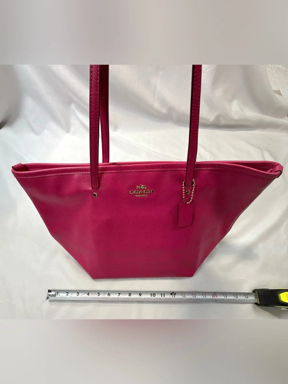 Coach Fuchsia Leather Tote with Gold Hardware